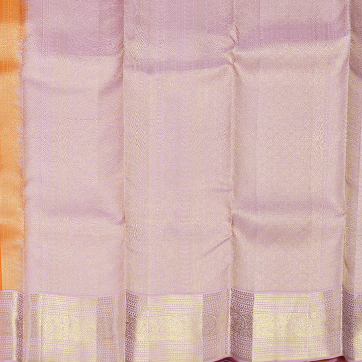 Hayagrivas Handloom Orange Kanjivaram Silk Saree with Baby Pink Border SSCBF59E14-1