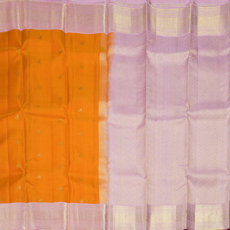 Hayagrivas Handloom Orange Kanjivaram Silk Saree with Baby Pink Border SSCBF59E14-1