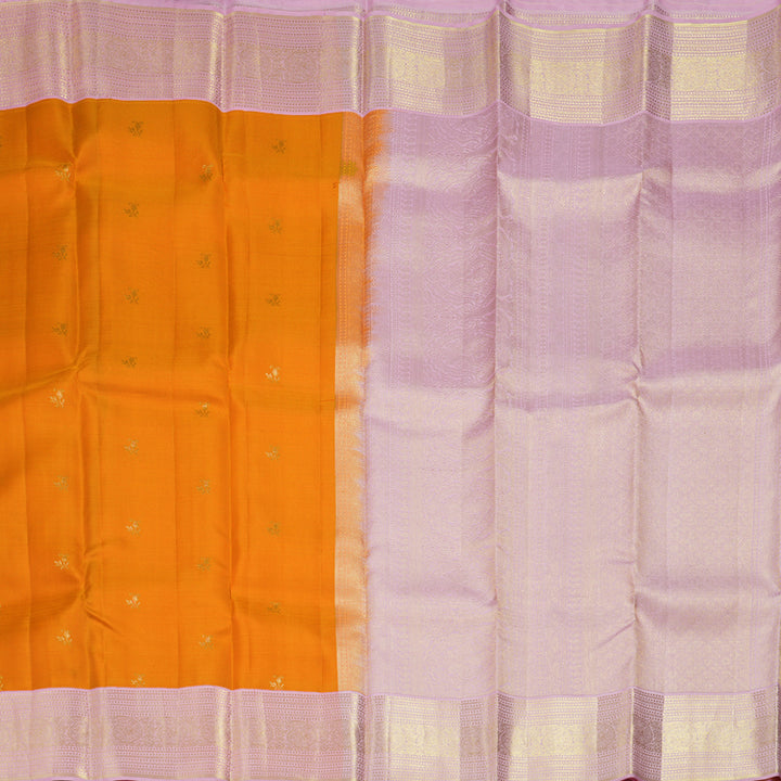 Hayagrivas Handloom Orange Kanjivaram Silk Saree with Baby Pink Border SSCBF59E14-1