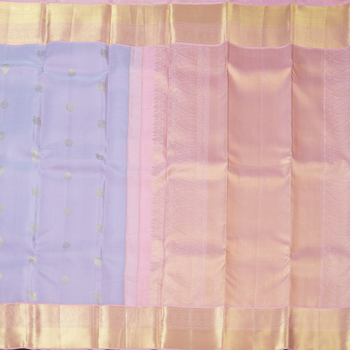 Hayagrivas Handloom Lilac Kanjivaram Silk Saree with Baby Pink Border SSCBF59E14-2
