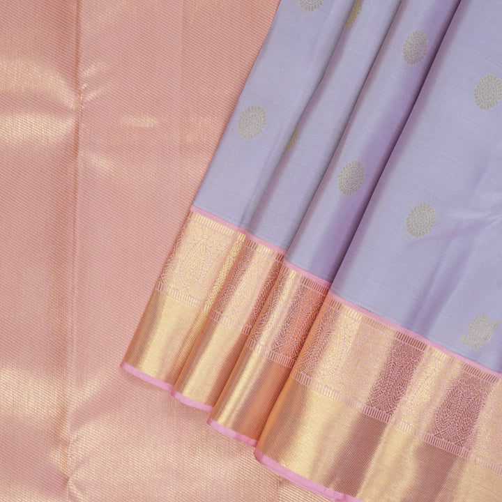 Hayagrivas Handloom Lilac Kanjivaram Silk Saree with Baby Pink Border SSCBF59E14-2