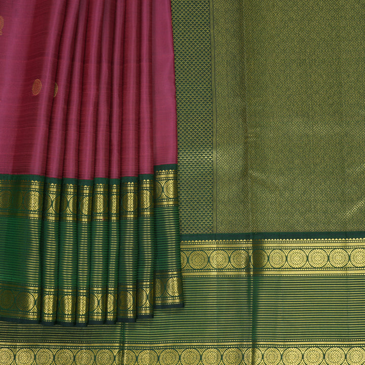 Hayagrivas Handloom Magenta Kanjivaram Silk Saree with Bottle Green Border SSCBF59E15-1