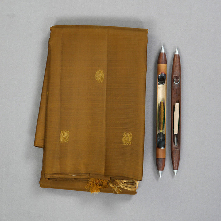 Hayagrivas Handloom Khaki Brown Kanjivaram Silk Saree SSCBF59E30-1
