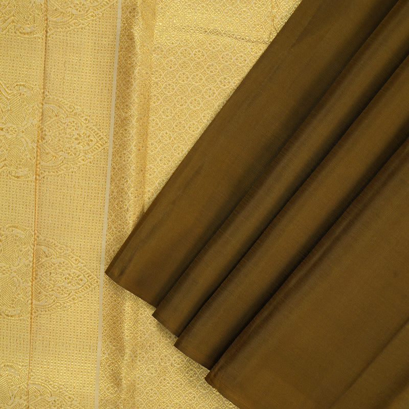 Hayagrivas Handloom Khaki Brown Kanjivaram Silk Saree SSCBF59E30-1