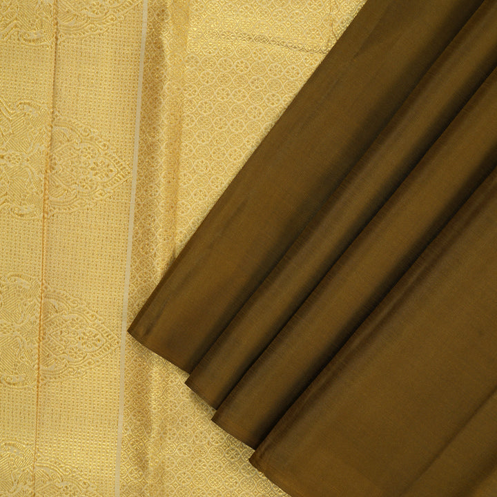 Hayagrivas Handloom Khaki Brown Kanjivaram Silk Saree SSCBF59E30-1