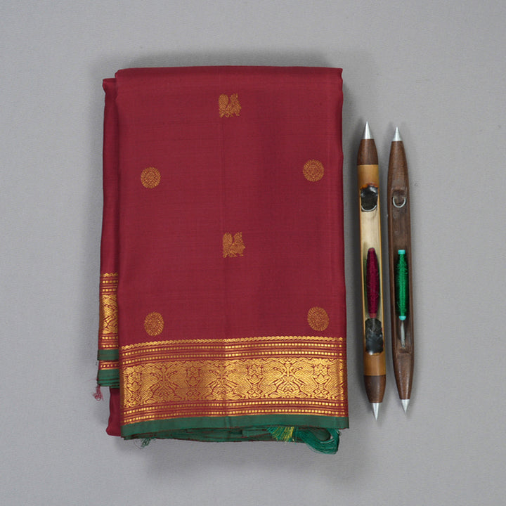 Hayagrivas Handloom Maroon Kanjivaram Silk Saree SSCBF59E31-2