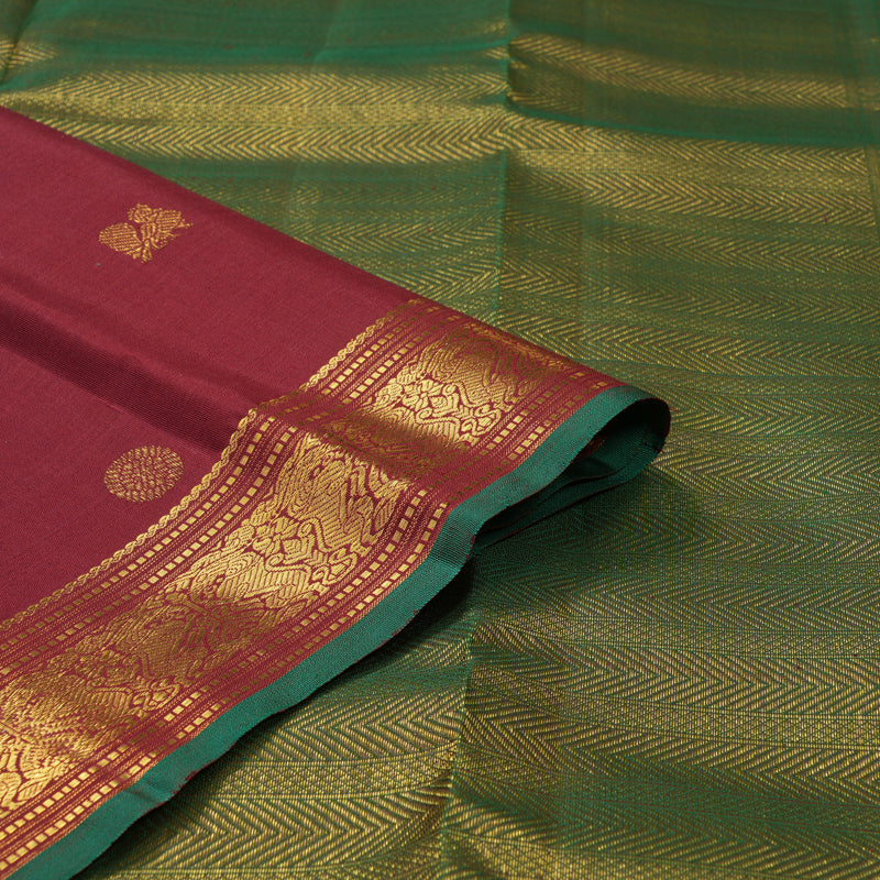 Hayagrivas Handloom Maroon Kanjivaram Silk Saree SSCBF59E31-2