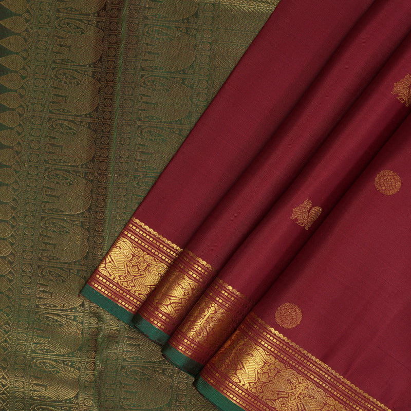 Hayagrivas Handloom Maroon Kanjivaram Silk Saree SSCBF59E31-2