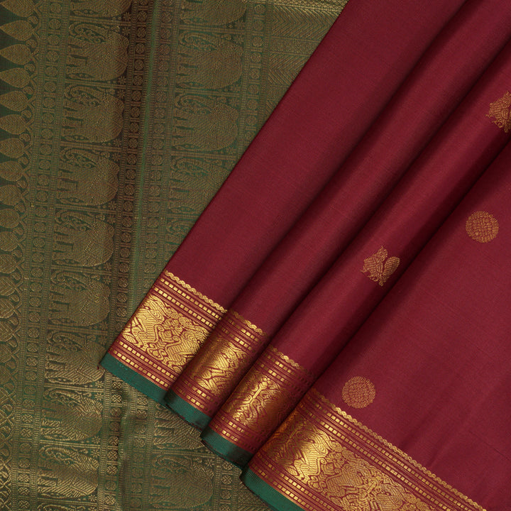 Hayagrivas Handloom Maroon Kanjivaram Silk Saree SSCBF59E31-2