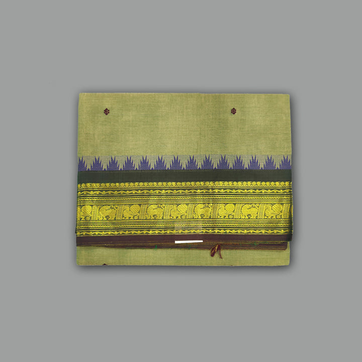 Hayagrivas Light Green Handloom Chettinad Cotton Saree SSCBF63E8-13
