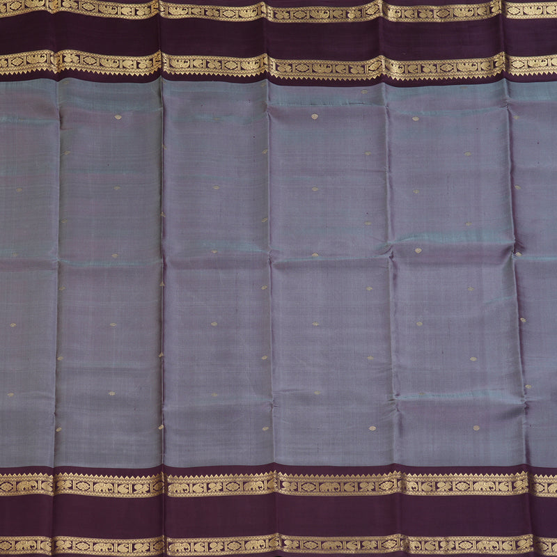 Hayagrivas Handloom Dusky Purple Kanjivaram Silk Saree with Plum Purple Border SSCBF65E1-2