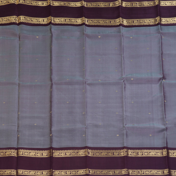 Hayagrivas Handloom Dusky Purple Kanjivaram Silk Saree with Plum Purple Border SSCBF65E1-2