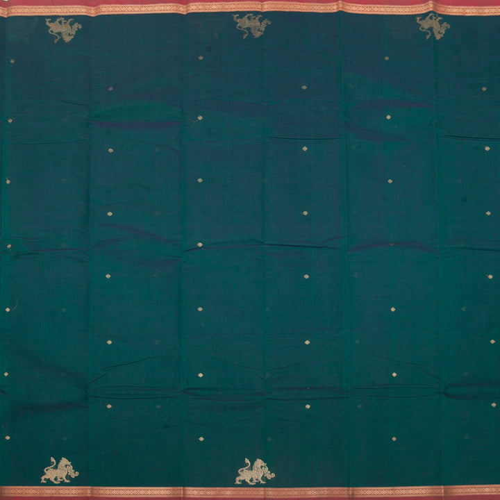 Hayagrivas Peacock Green Handloom Kanchi Cotton Saree SSCBF66E4-6