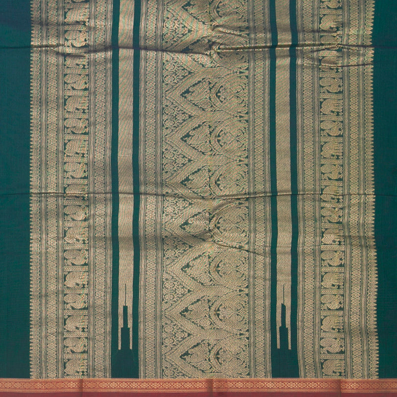 Hayagrivas Peacock Green Handloom Kanchi Cotton Saree SSCBF66E4-6
