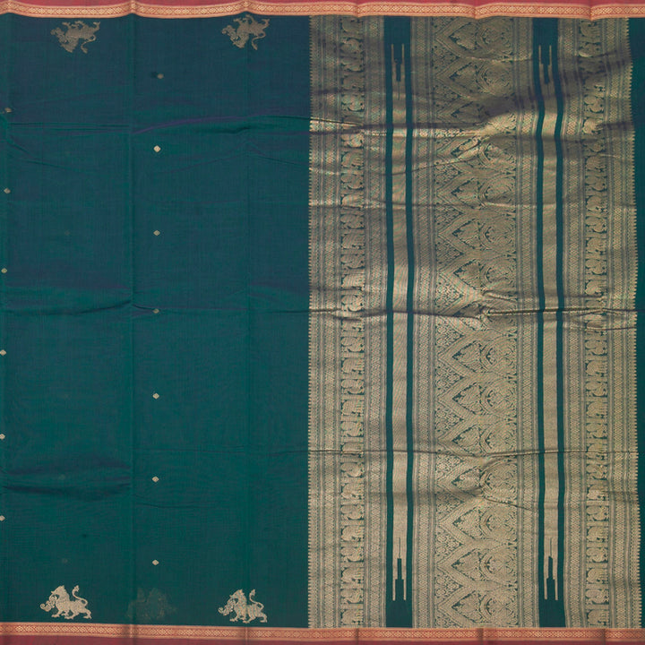 Hayagrivas Peacock Green Handloom Kanchi Cotton Saree SSCBF66E4-6