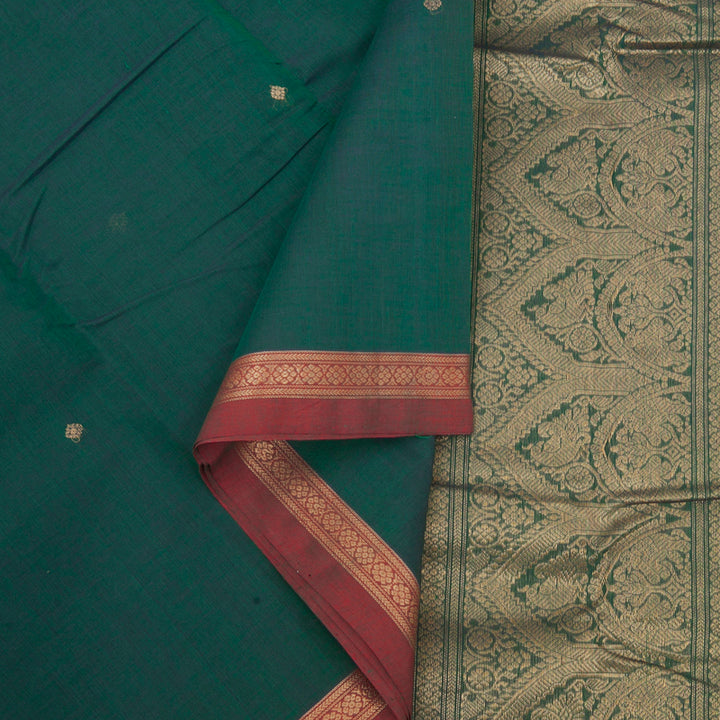 Hayagrivas Peacock Green Handloom Kanchi Cotton Saree SSCBF66E4-6