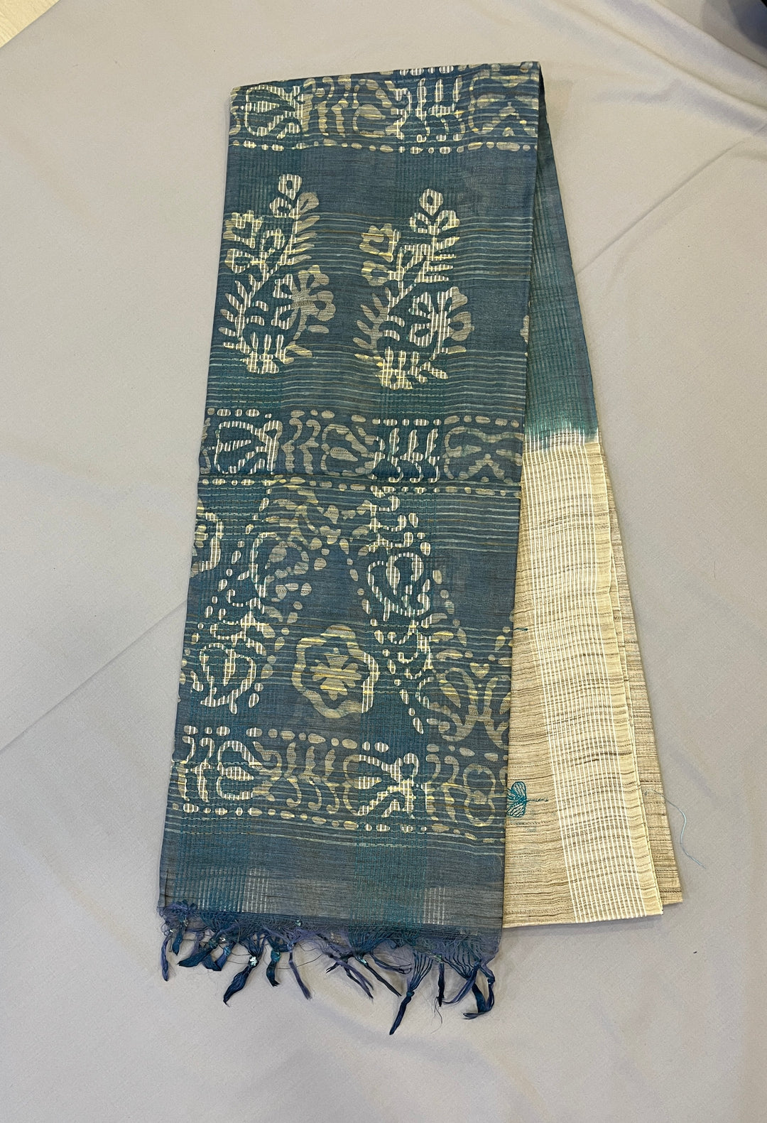 Hayagrivas Beige Semi Tussar Saree SSCBF68E8-4