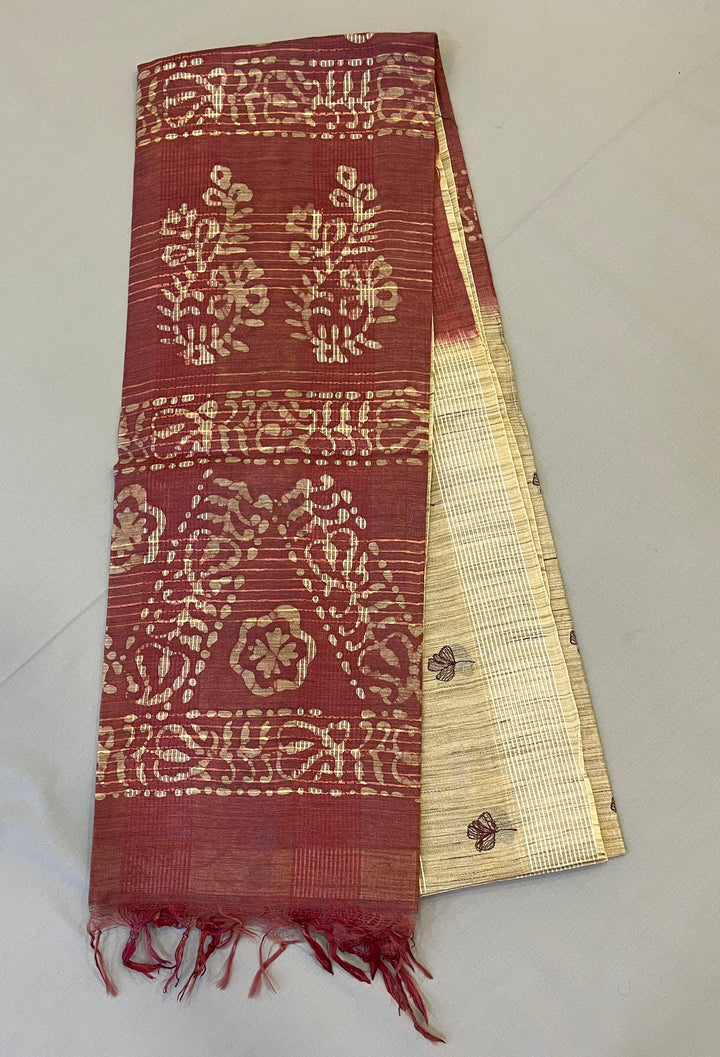 Hayagrivas Beige Semi Tussar Saree SSCBF68E8-5