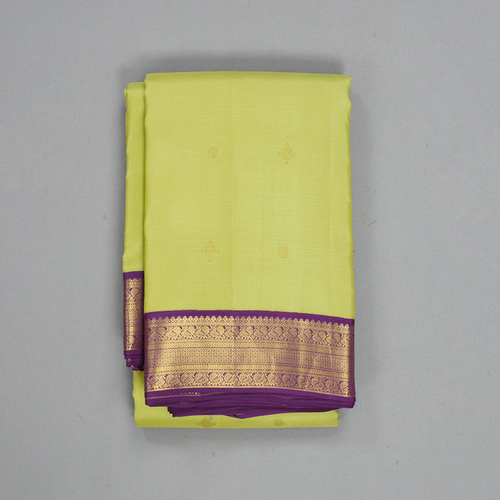 Hayagrivas Handloom Pista Green Kanjivaram Silk Saree with Purple Border SSCBF70E1-1