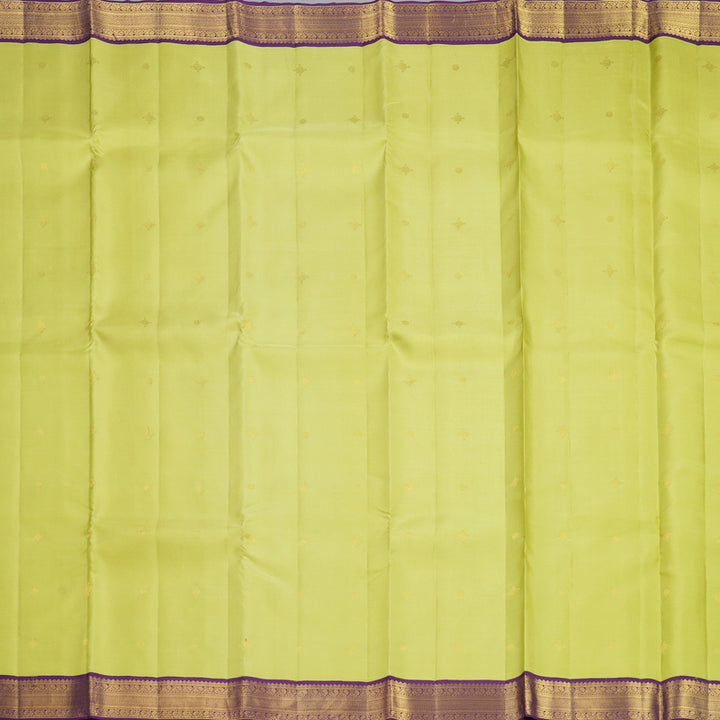 Hayagrivas Handloom Pista Green Kanjivaram Silk Saree with Purple Border SSCBF70E1-1