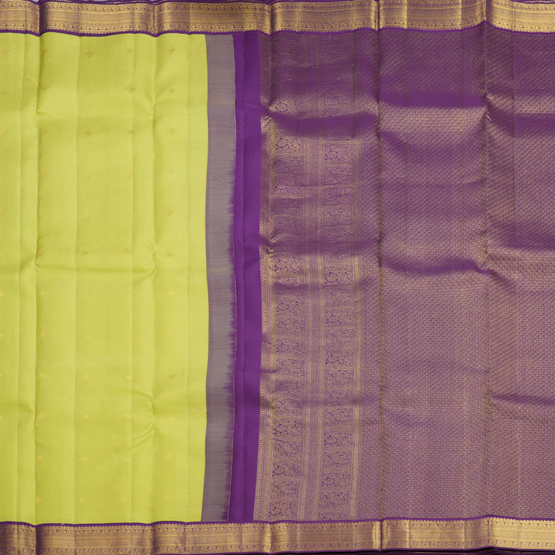 Hayagrivas Handloom Pista Green Kanjivaram Silk Saree with Purple Border SSCBF70E1-1