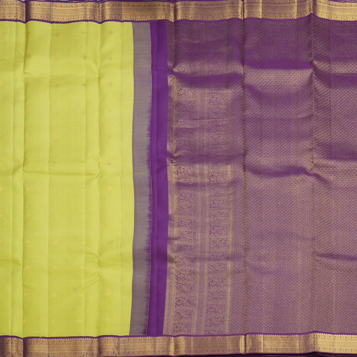 Hayagrivas Handloom Pista Green Kanjivaram Silk Saree with Purple Border SSCBF70E1-1