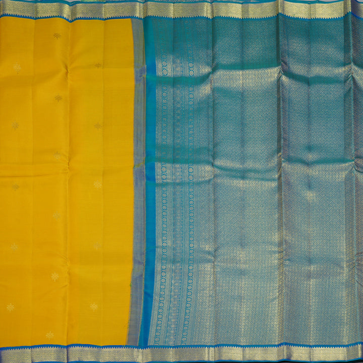 Hayagrivas Handloom Mustard Yellow Kanjivaram Silk Saree with Mayilkazhuthu Border SSCBF70E14-1