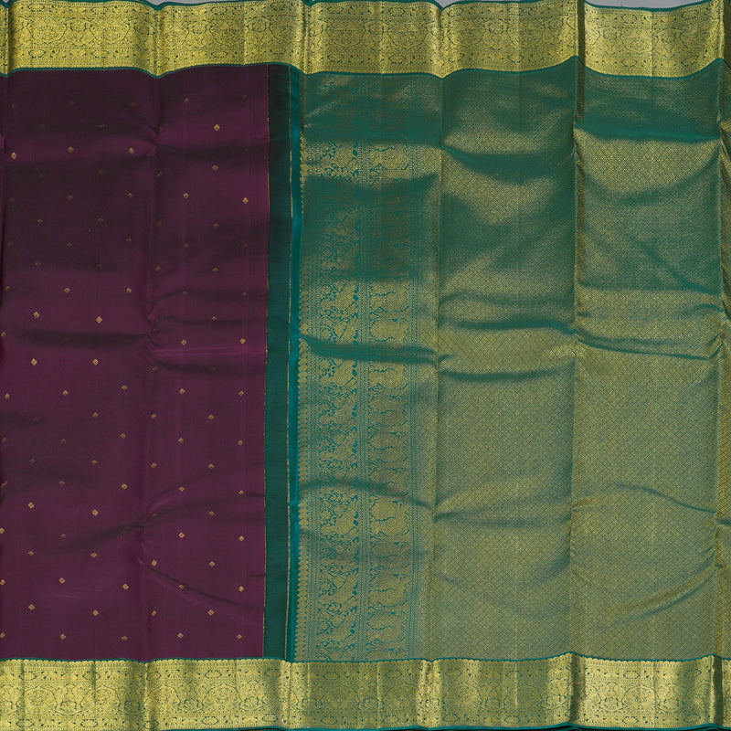 Hayagrivas Handloom Purple Kanjivaram Silk Saree with Dark Green Border SSCBF70E15-6
