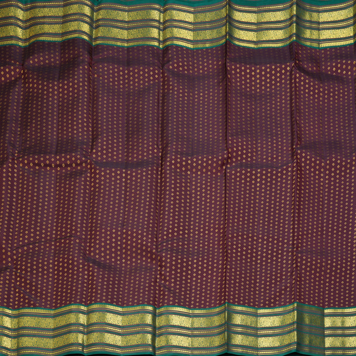 Hayagrivas Handloom Coffee Brown Kanjivaram Silk Saree with Green Border SSCBF70E16-2