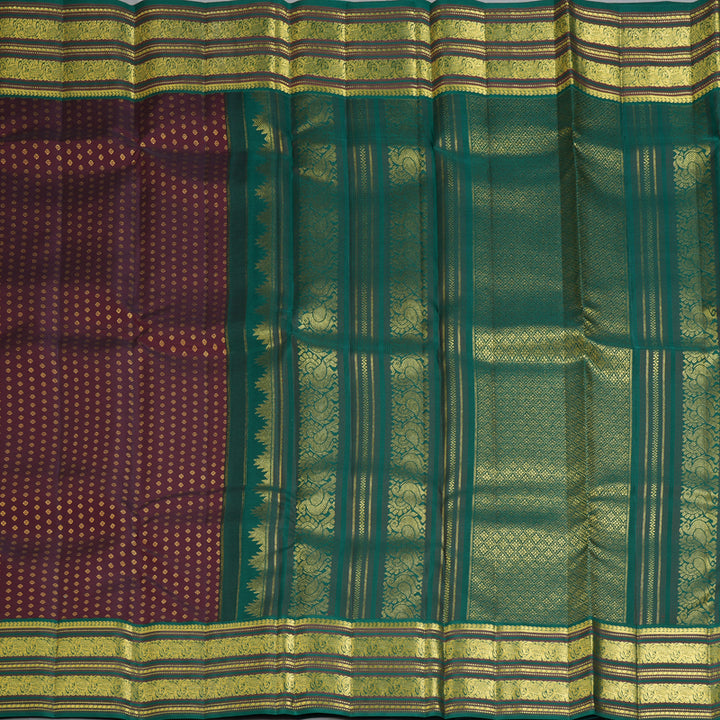Hayagrivas Handloom Coffee Brown Kanjivaram Silk Saree with Green Border SSCBF70E16-2