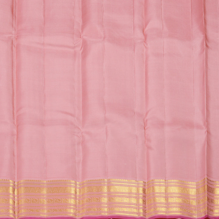 Hayagrivas Handloom Dark Purple Kanjivaram Silk Saree with Peach Pink Border SSCBF70E16-5