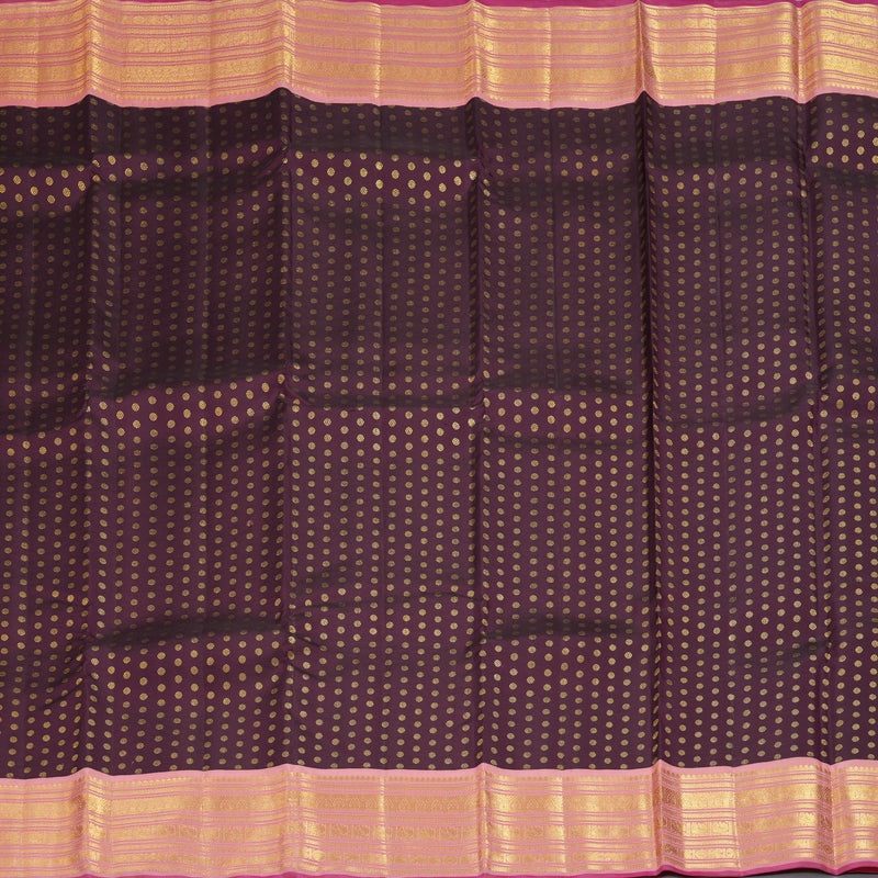 Hayagrivas Handloom Dark Purple Kanjivaram Silk Saree with Peach Pink Border SSCBF70E16-5
