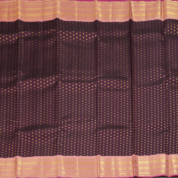 Hayagrivas Handloom Dark Purple Kanjivaram Silk Saree with Peach Pink Border SSCBF70E16-5