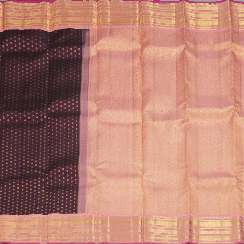 Hayagrivas Handloom Dark Purple Kanjivaram Silk Saree with Peach Pink Border SSCBF70E16-5