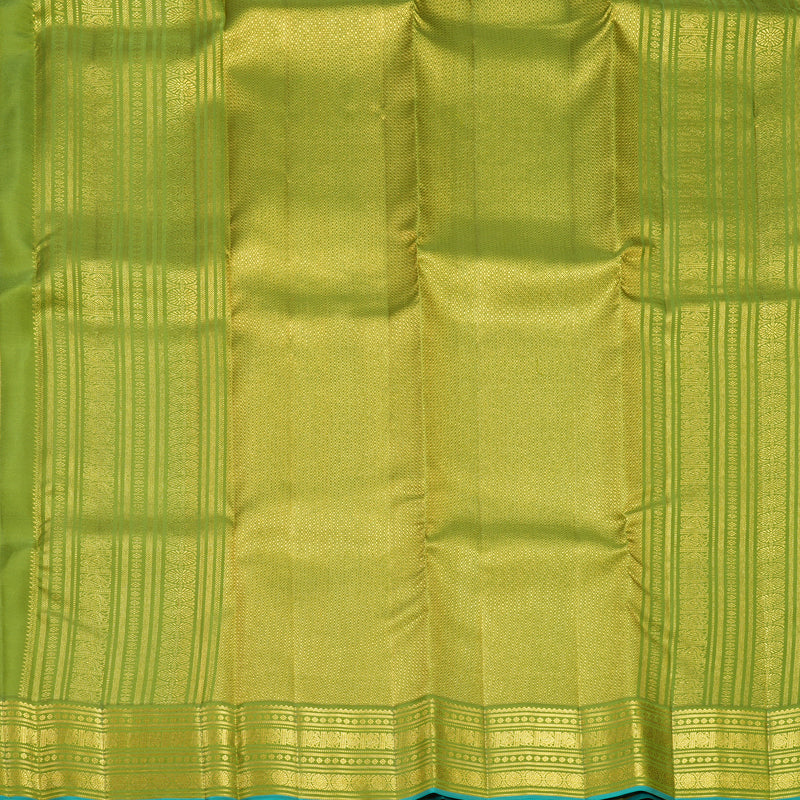 Hayagrivas Handloom Dark Green Kanjivaram Silk Saree with Parrot Green Border SSCBF70E19-2