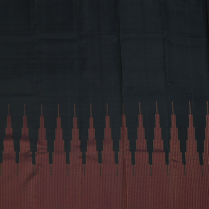 Hayagrivas Handloom Black Kanjivaram Silk Saree with Maroon Border SSCBF70E21-1