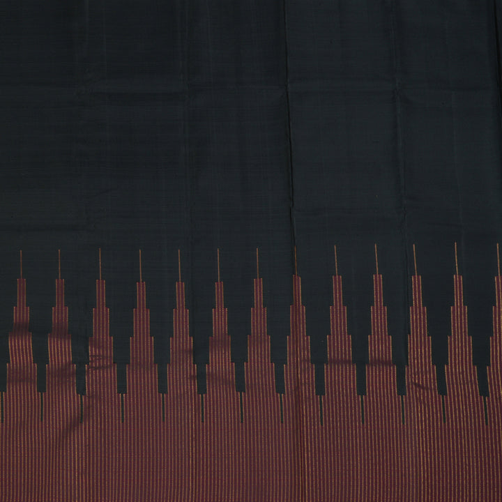 Hayagrivas Handloom Black Kanjivaram Silk Saree with Maroon Border SSCBF70E21-1