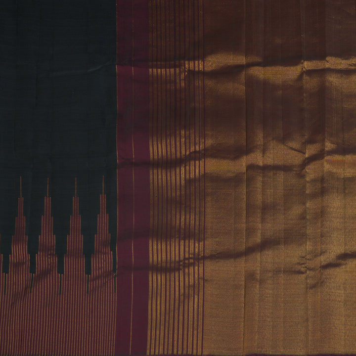 Hayagrivas Handloom Black Kanjivaram Silk Saree with Maroon Border SSCBF70E21-1