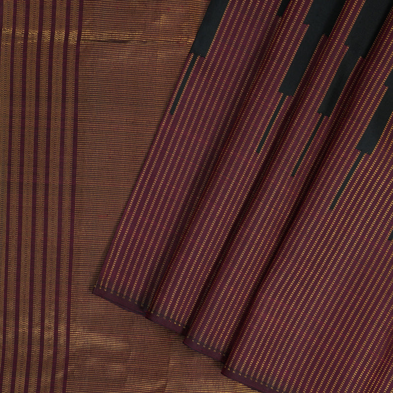 Hayagrivas Handloom Black Kanjivaram Silk Saree with Maroon Border SSCBF70E21-1