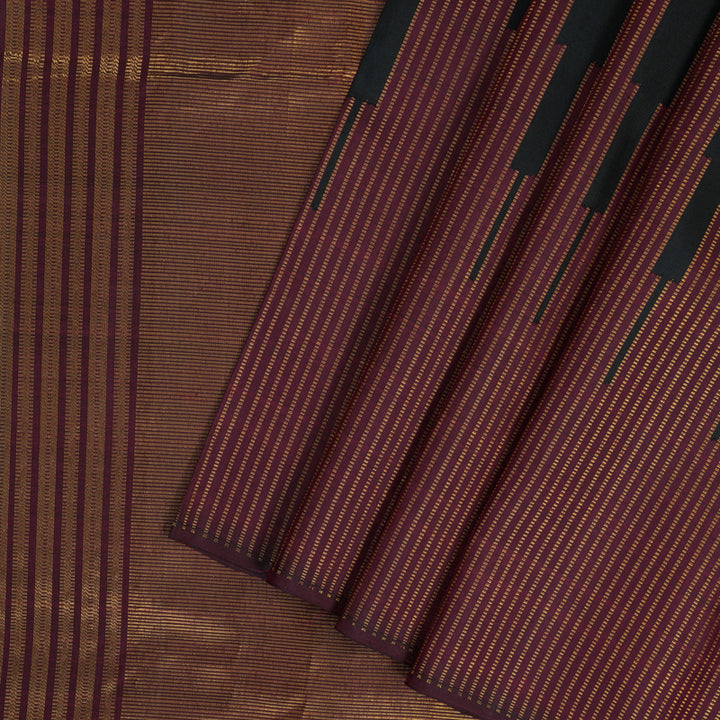 Hayagrivas Handloom Black Kanjivaram Silk Saree with Maroon Border SSCBF70E21-1