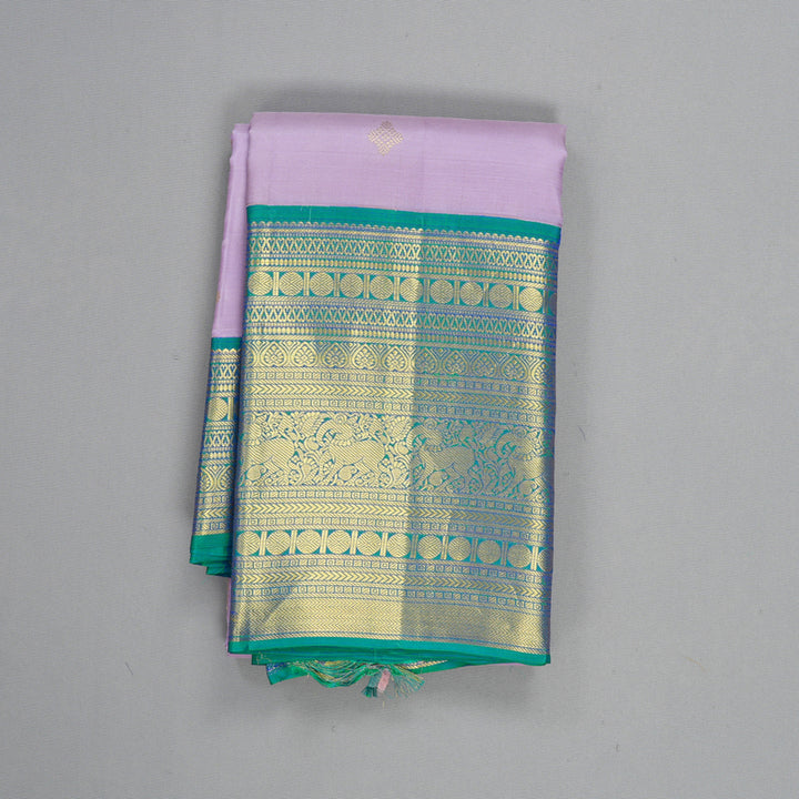Hayagrivas Handloom Lilac Kanjivaram Silk Saree with Peacock Green Border SSCBF70E3-7