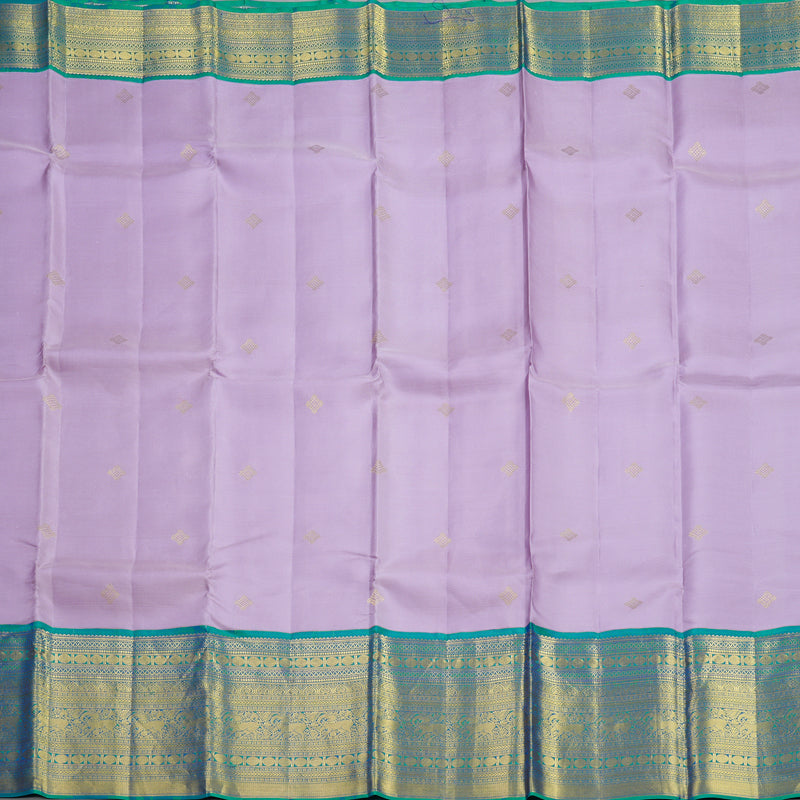 Hayagrivas Handloom Lilac Kanjivaram Silk Saree with Peacock Green Border SSCBF70E3-7