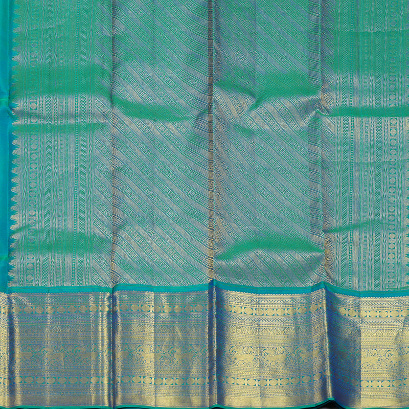 Hayagrivas Handloom Lilac Kanjivaram Silk Saree with Peacock Green Border SSCBF70E3-7