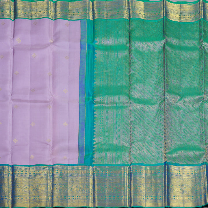 Hayagrivas Handloom Lilac Kanjivaram Silk Saree with Peacock Green Border SSCBF70E3-7