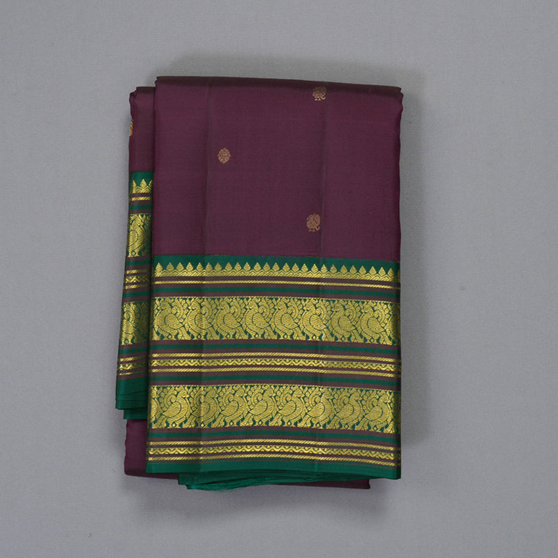 Hayagrivas Handloom Purple Kanjivaram Silk Saree with Dark Green Border SSCBF70E4-4