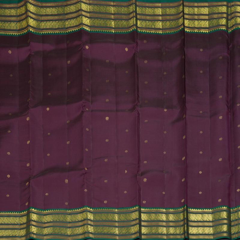 Hayagrivas Handloom Purple Kanjivaram Silk Saree with Dark Green Border SSCBF70E4-4