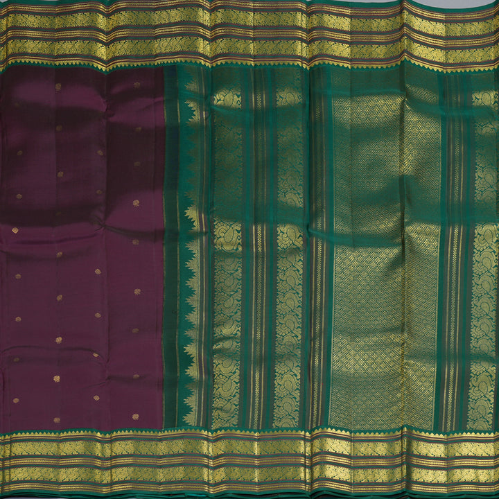 Hayagrivas Handloom Purple Kanjivaram Silk Saree with Dark Green Border SSCBF70E4-4