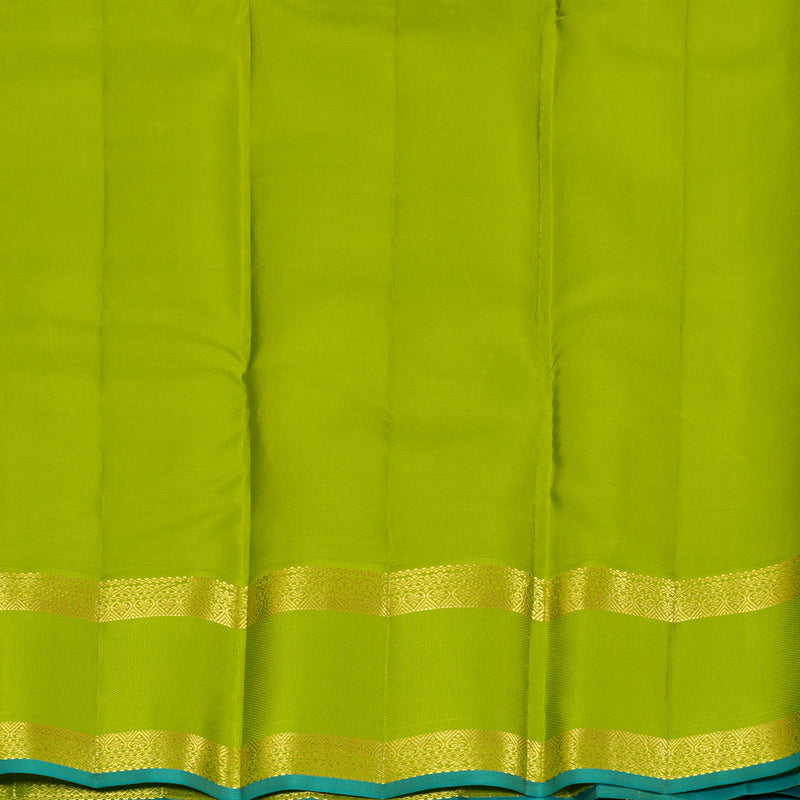 Hayagrivas Handloom Dark Green Kanjivaram Silk Saree with Fluorescent Green Border SSCBF70E6-3