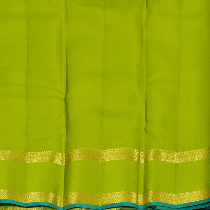 Hayagrivas Handloom Dark Green Kanjivaram Silk Saree with Fluorescent Green Border SSCBF70E6-3