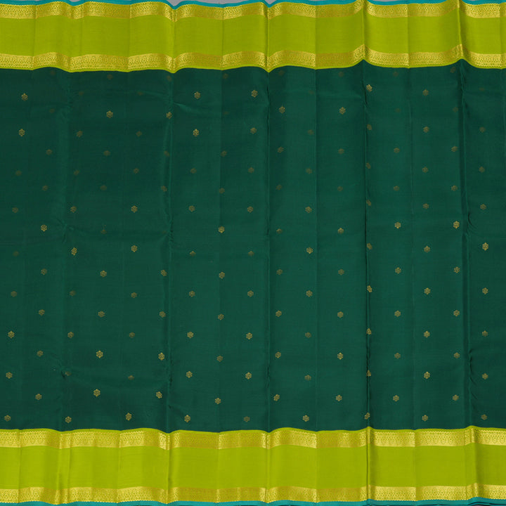 Hayagrivas Handloom Dark Green Kanjivaram Silk Saree with Fluorescent Green Border SSCBF70E6-3